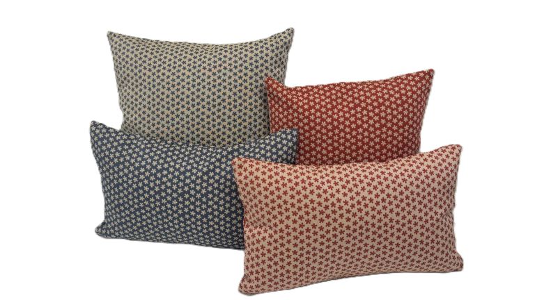 Dekokissen Bras rot-beige und blau-beige