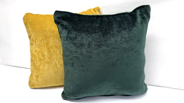 Dekokissen Chenille grün und gelb